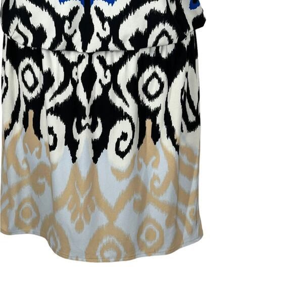 Tibi Jasmine One Shoulder Dress Black Ivory Multi Size Small Statement Sleeve - Picture 7 of 16